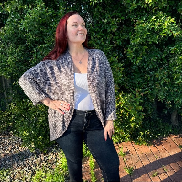 Free People FP Beach Hooded Cocoon Cardigan Sweater Grey Marl Knit Boho Oversize - Picture 5 of 12